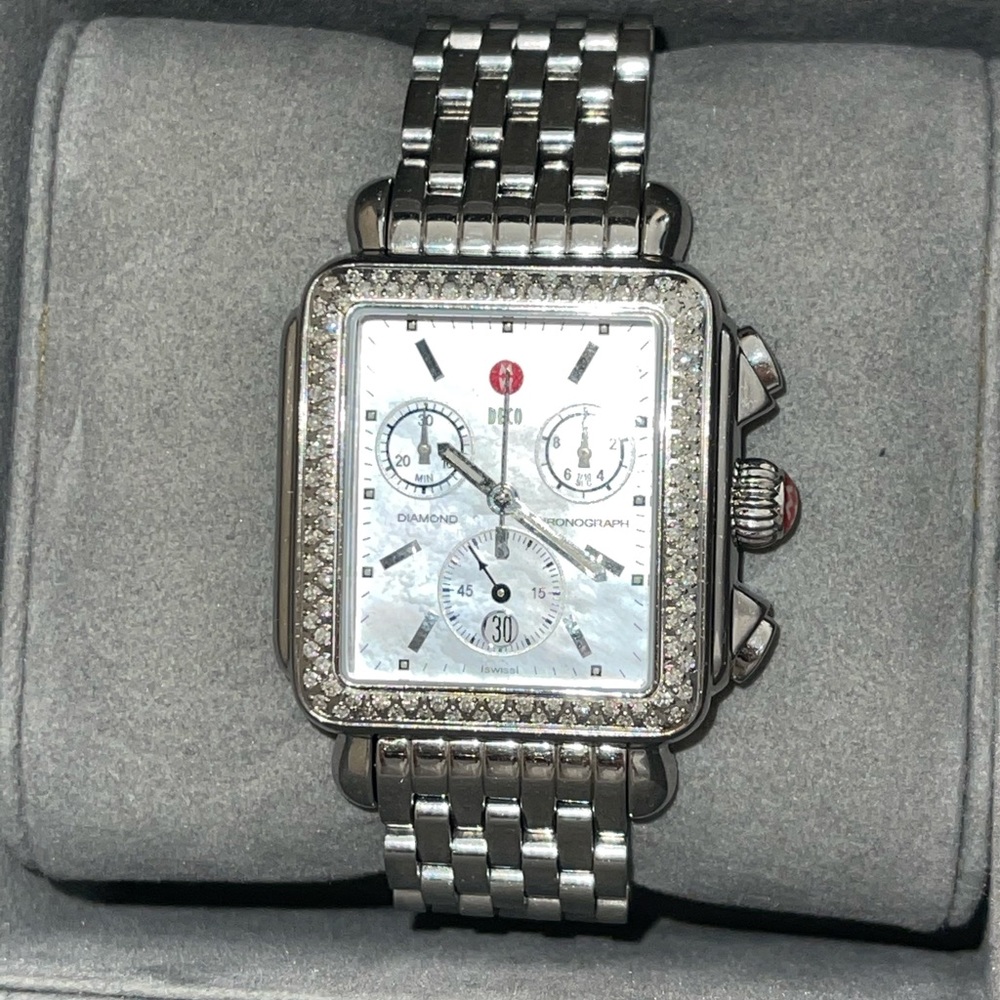 Michele diamond deco watch